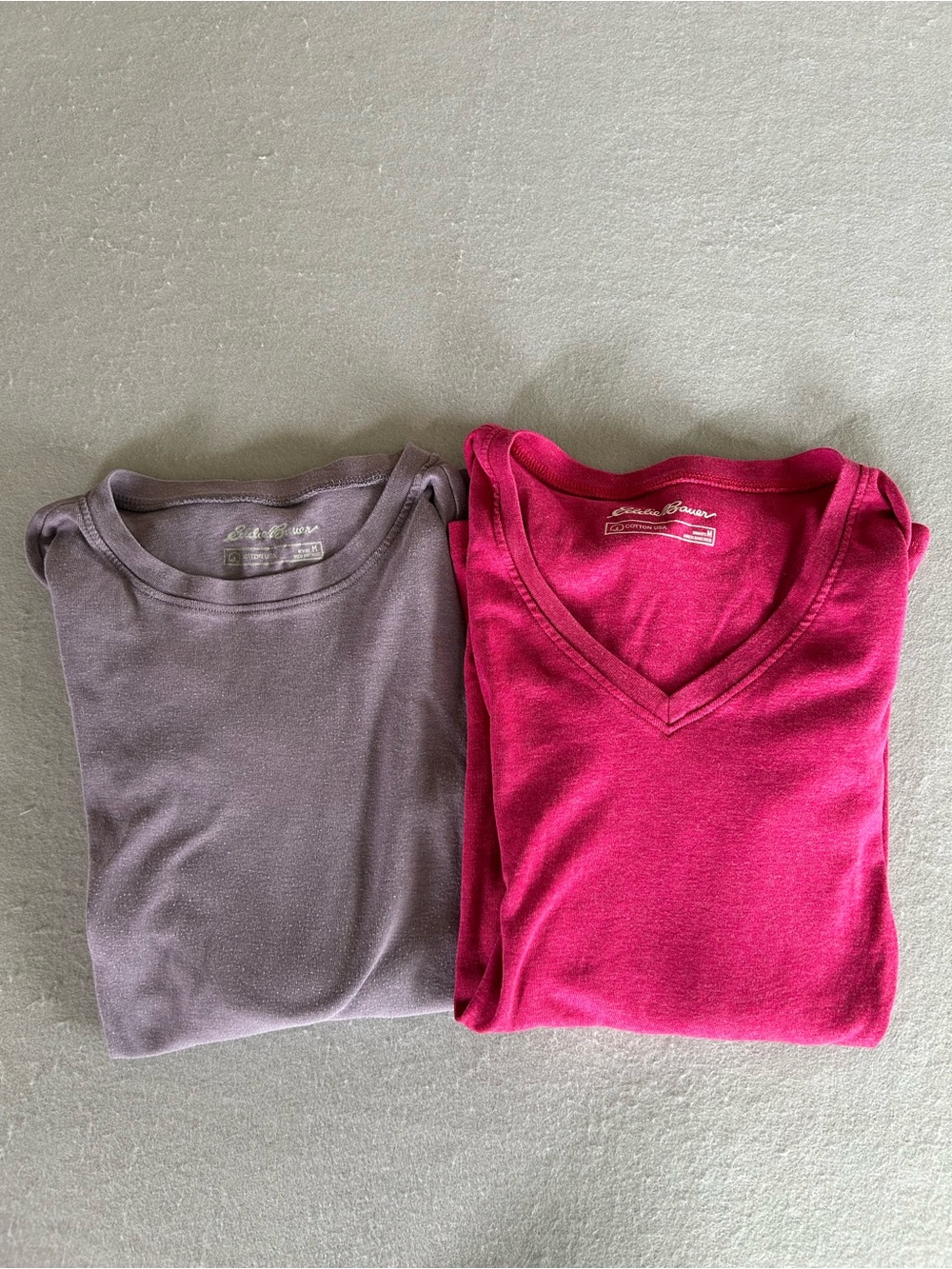 2 Eddie Bauer Womens Long Sleeve T-shirt Pink & Purple Round & V-Neck Size M